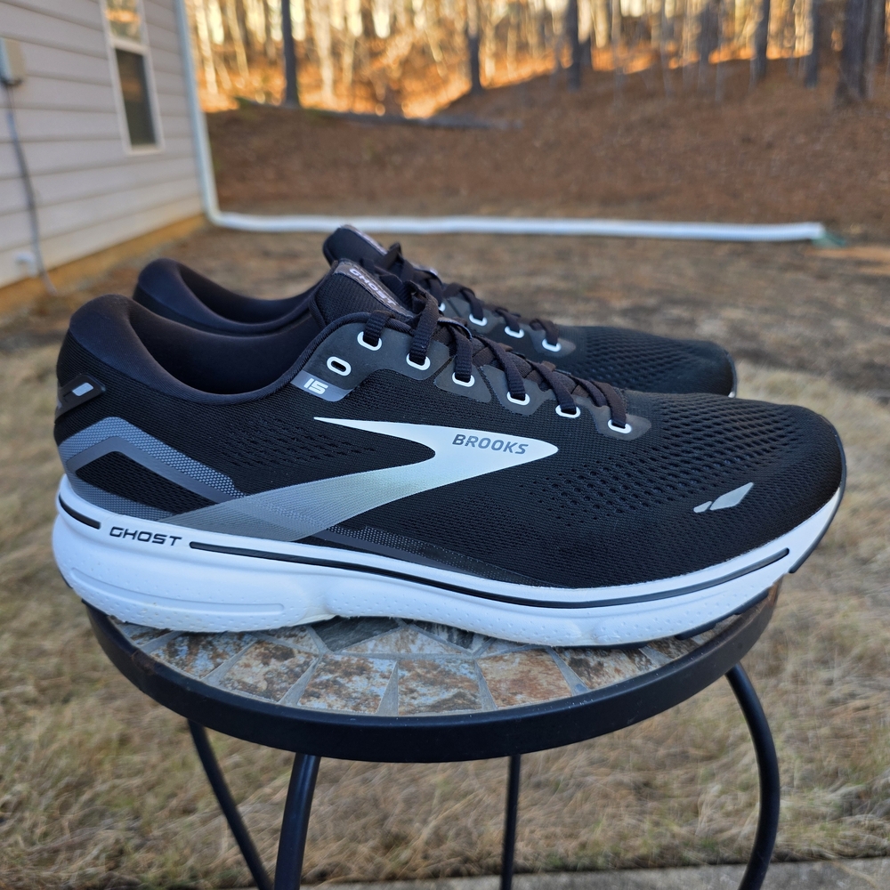 Brooks Ghost 15 1103931D012 Black/White Running Shoes Sneakers Men's Size 14 D